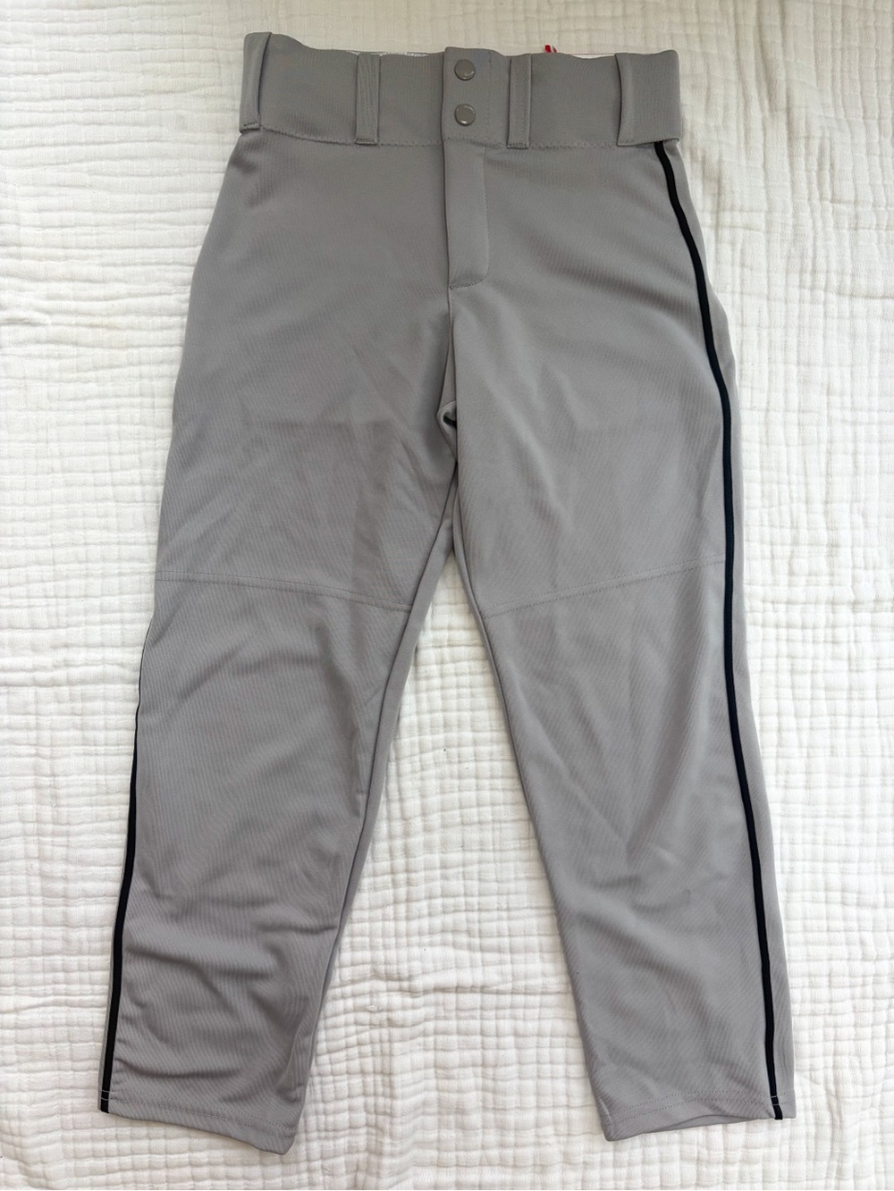 NWT Alleson Athletic Youth Medium Gray Baseball Pants Black Piping